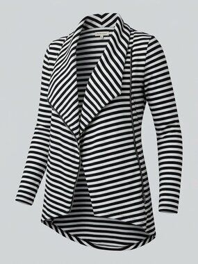 Main Strip Striped Drape Front Zip Jacket - Small
